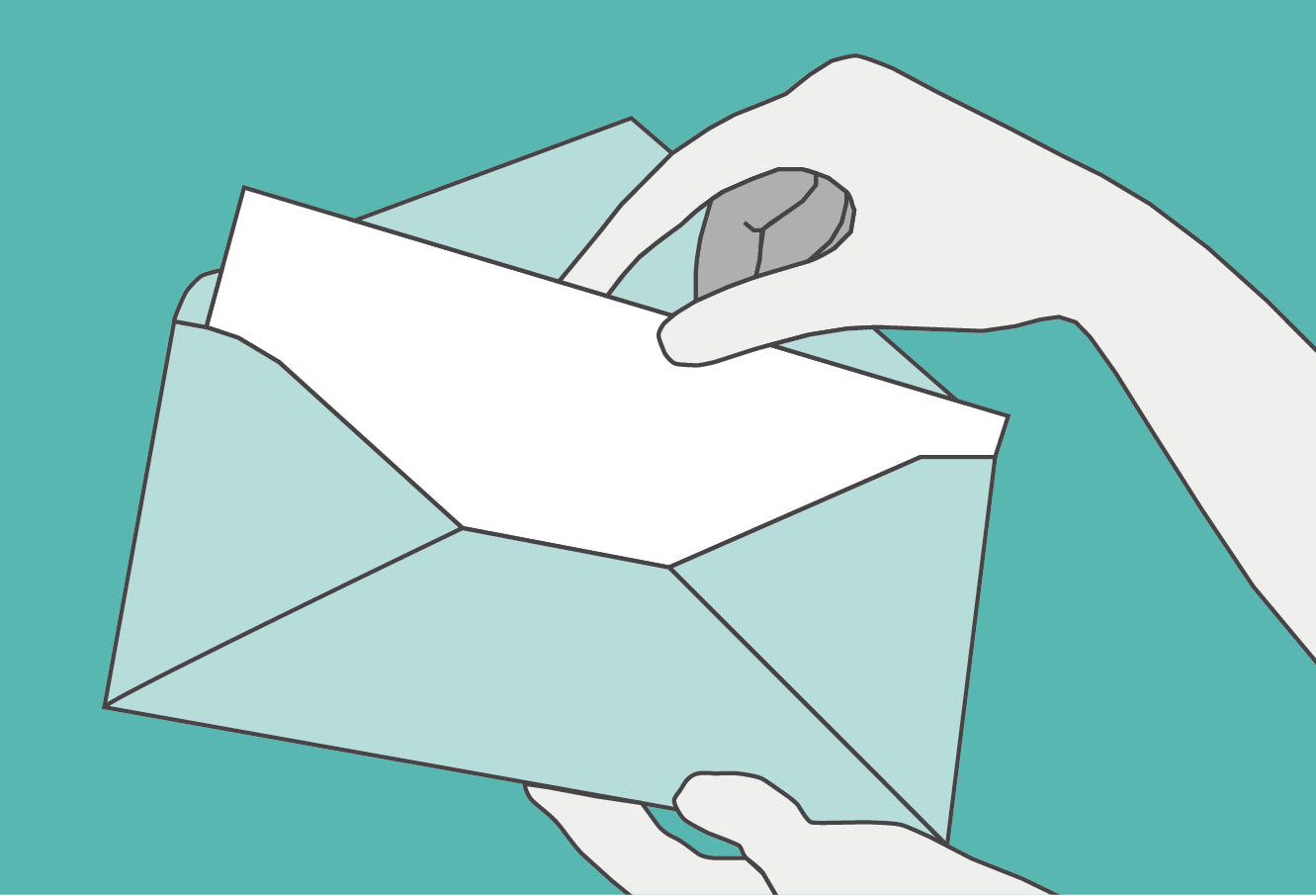 Illustration showing how to package and post your completed home paternity DNA test kit samples.