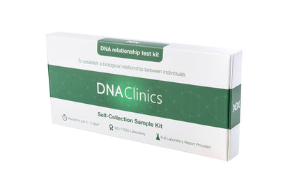Maternity DNA test kit for home sample collection, analysed by a UKAS ISO 17025 accredited laboratory.