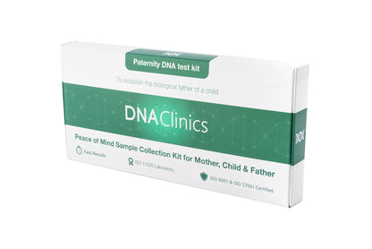 DNA Clinics paternity DNA test kit box – pay later £4.99 sample collection kit